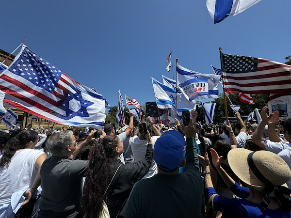 Showing solidarity at a rally to support Israel and Jews at UCLA | JFEDLA